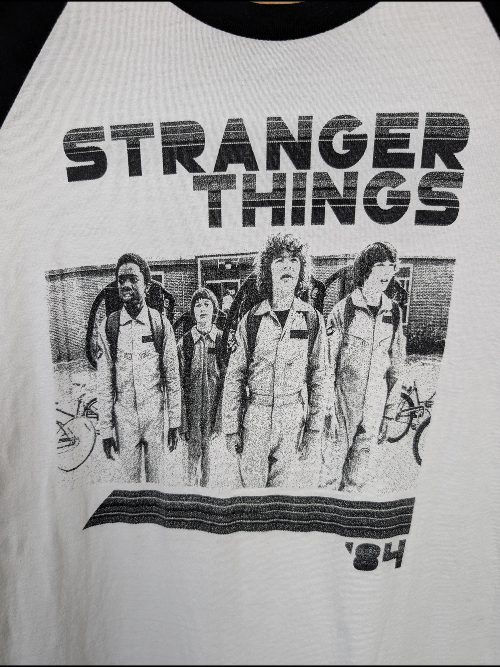 Stranger Things Official Raglan Shirt S/M Black White 3/4 Sleeve Baseball Tee - Picture 2 of 4